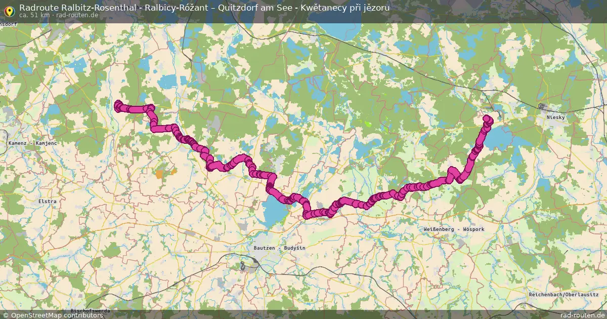 Radtour Ralbitz-Rosenthal - Ralbicy-Róžant – Quitzdorf Am See - Kwětanecy Při Jězoru