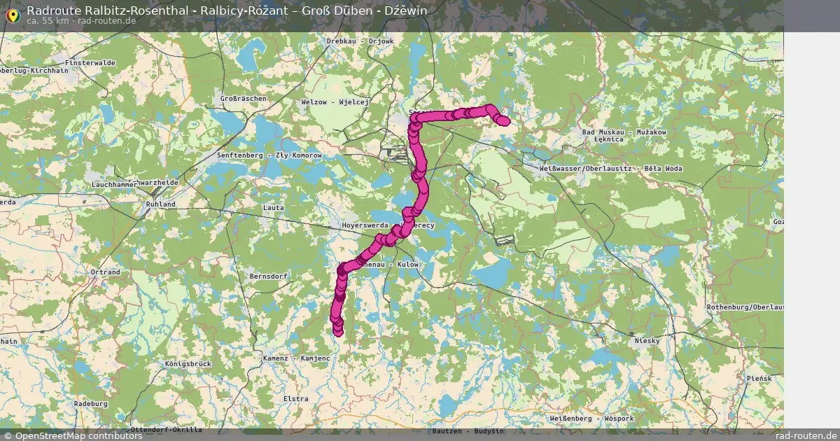 Radtour Ralbitz-Rosenthal - Ralbicy-Róžant – Groß Düben - Dźěwin