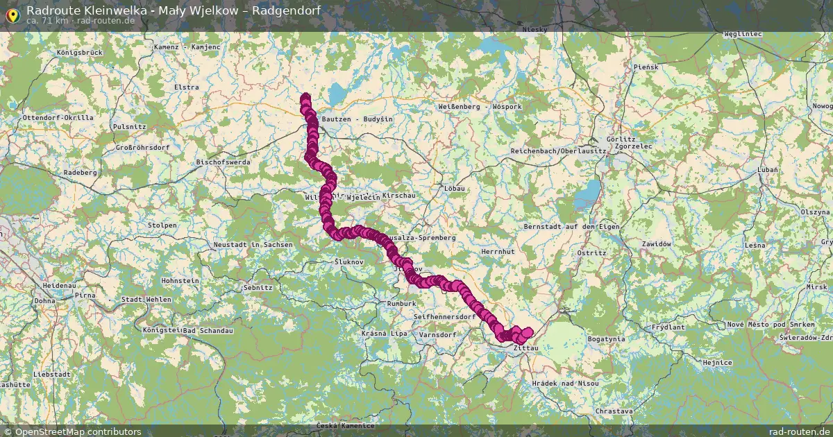 Radtour Kleinwelka - Mały Wjelkow – Radgendorf