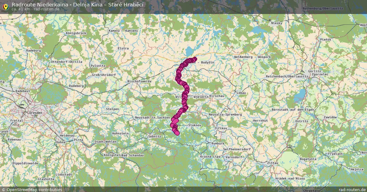 Radtour Niederkaina - Delnja Kina – Staré Hraběcí