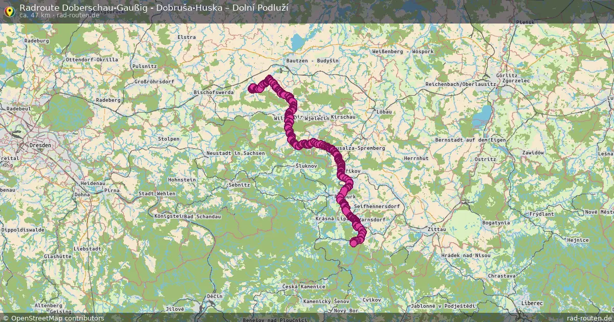 Radtour Doberschau-Gaußig - Dobruša-Huska – Dolní Podluží