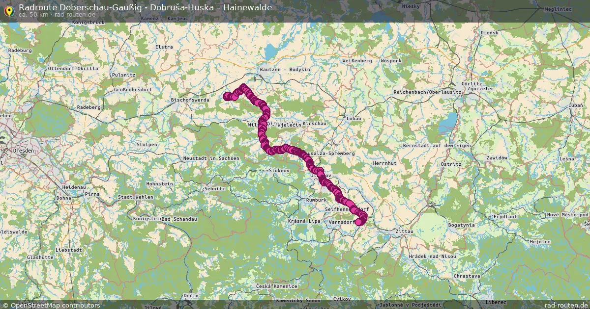 Radtour Doberschau-Gaußig - Dobruša-Huska – Hainewalde