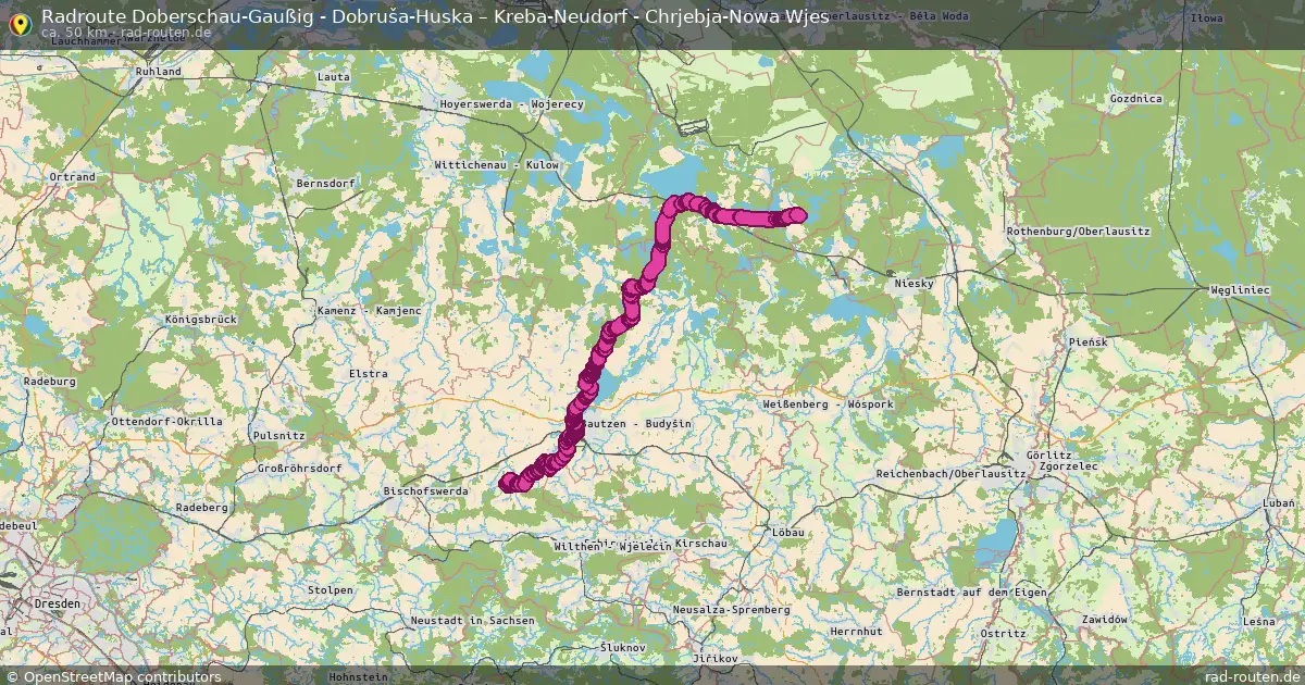 Radtour Doberschau-Gaußig - Dobruša-Huska – Kreba-Neudorf - Chrjebja-Nowa Wjes