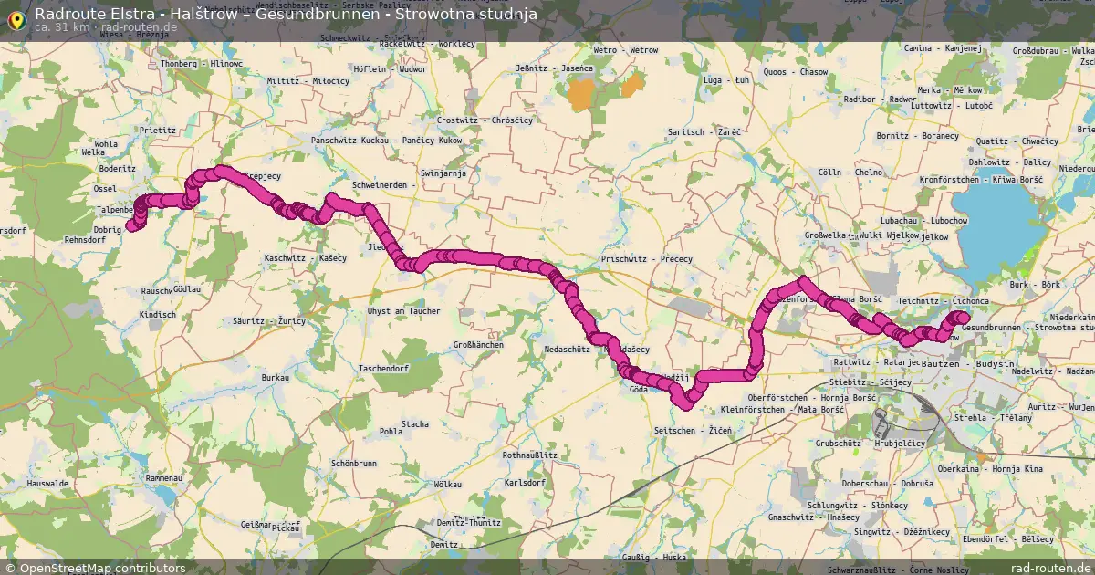 Radtour Elstra - Halštrow – Gesundbrunnen - Strowotna Studnja