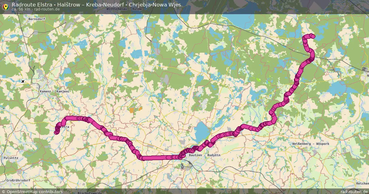 Radtour Elstra - Halštrow – Kreba-Neudorf - Chrjebja-Nowa Wjes