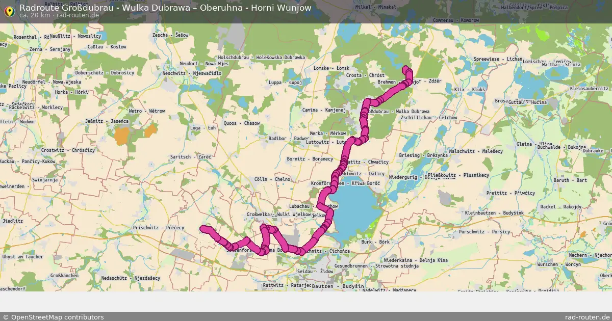 Radtour Großdubrau - Wulka Dubrawa – Oberuhna - Horni Wunjow