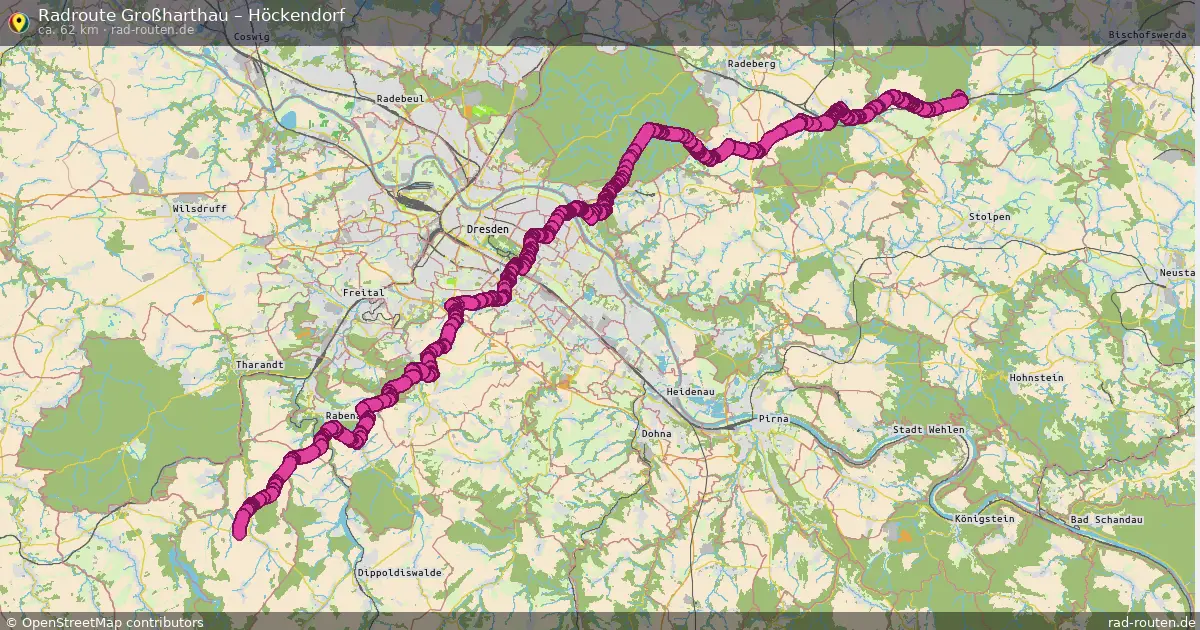 Fahrradroute Großharthau – Höckendorf (62 km) – Rad-Routen.de