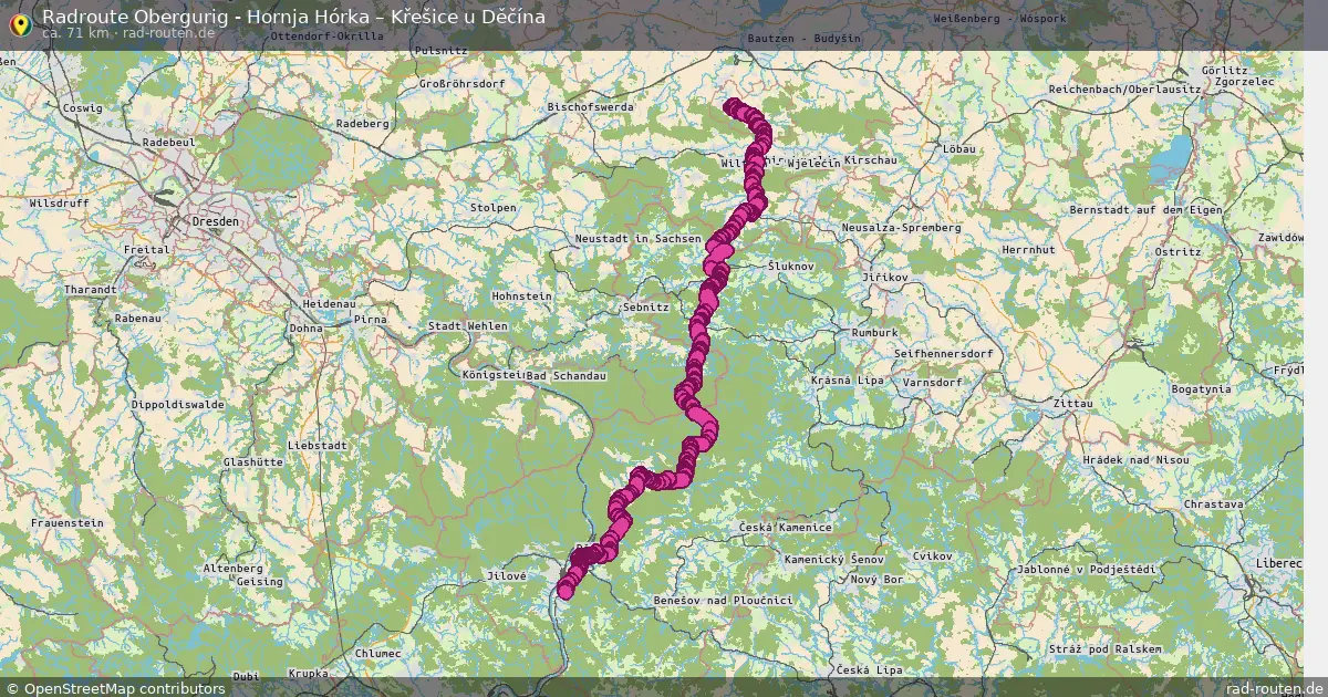 Radtour Obergurig - Hornja Hórka – Křešice U Děčína