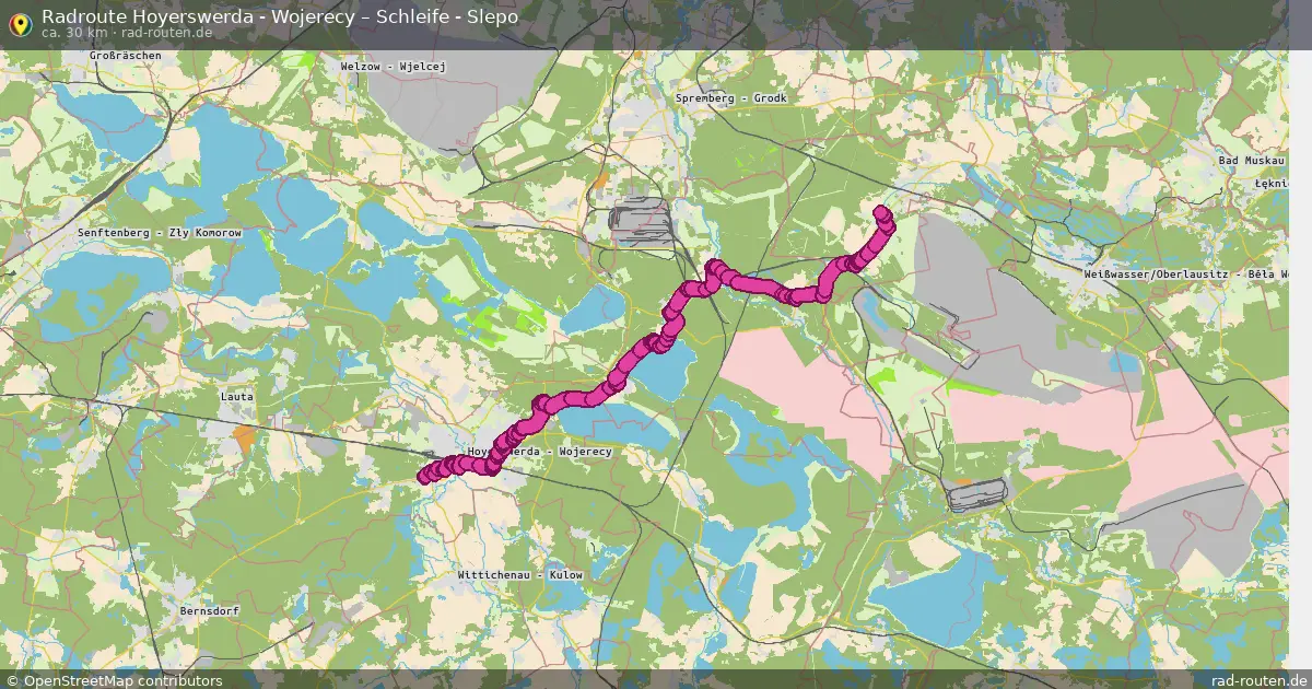 Fahrradroute Hoyerswerda - Wojerecy – Schleife - Slepo (32 km) – Rad-Routen.de