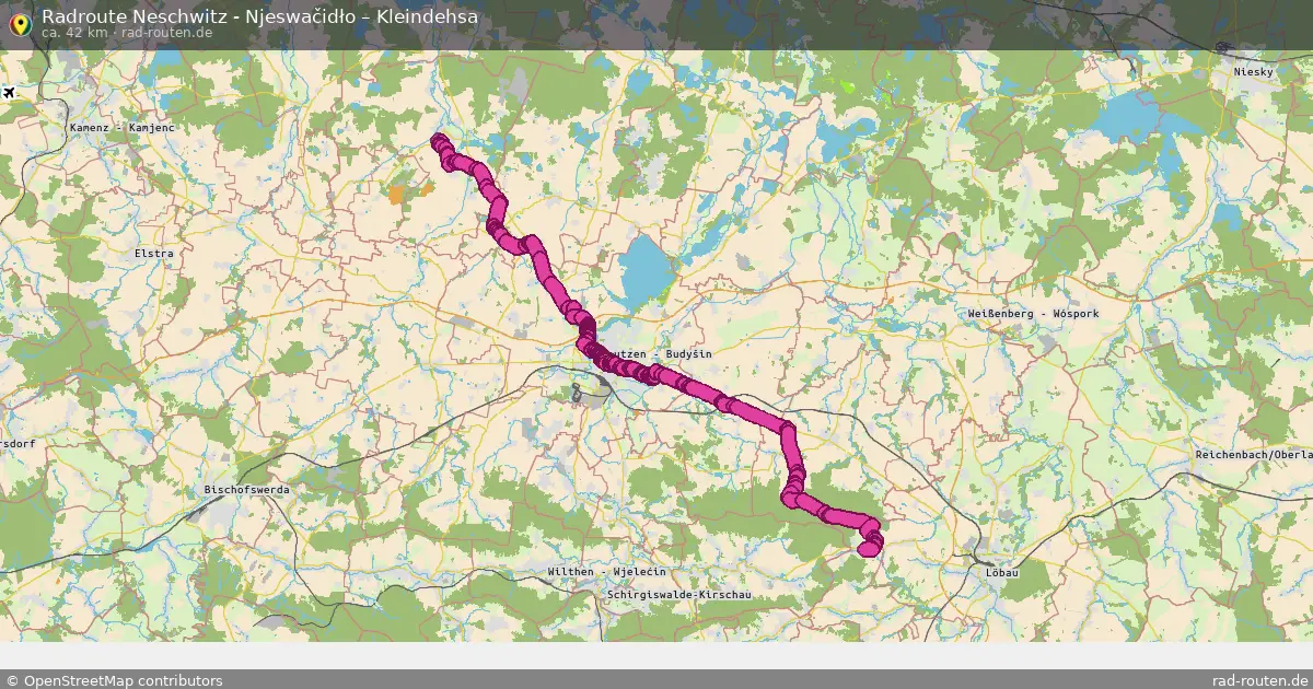 Fahrradroute Neschwitz - Njeswačidło – Kleindehsa (42 km) – Rad-Routen.de