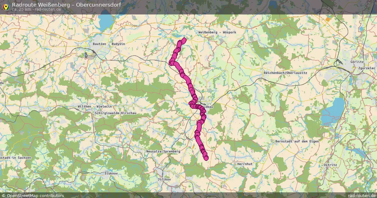 Fahrradroute Weißenberg – Obercunnersdorf (25 km) – Rad-Routen.de