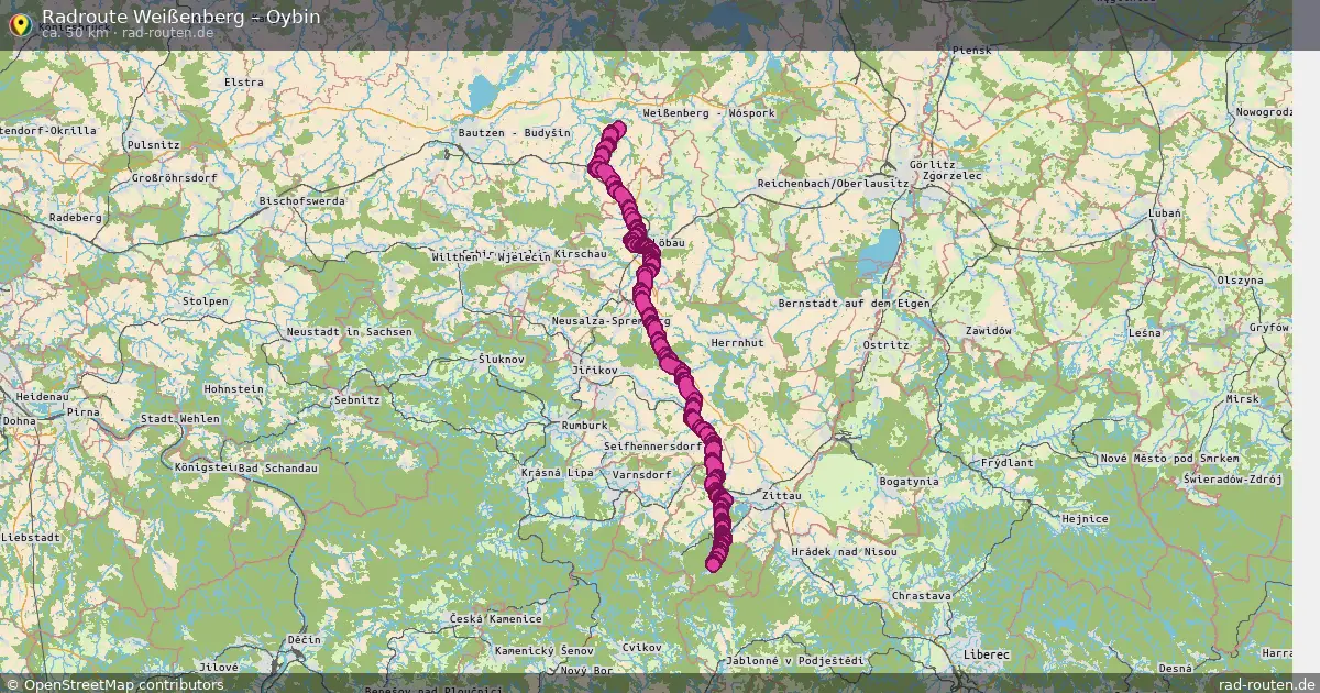Fahrradroute Weißenberg – Oybin (50 km) – Rad-Routen.de