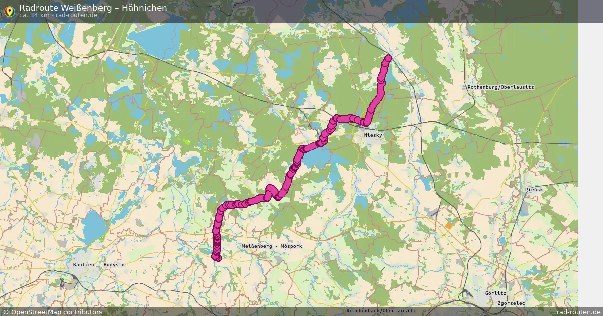 Fahrradroute Weißenberg – Hähnichen (34 km) – Rad-Routen.de