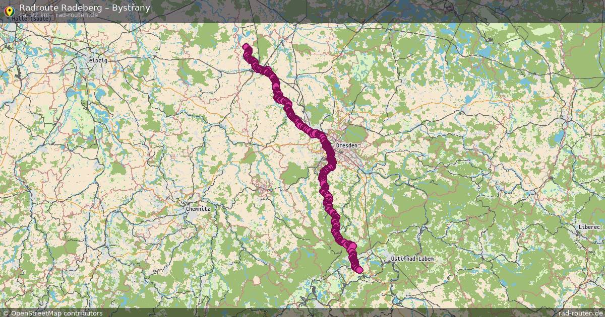 Fahrradroute Radeberg – Bystřany