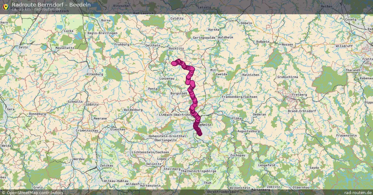 Fahrradroute Bernsdorf – Beedeln (35 km) – Rad-Routen.de