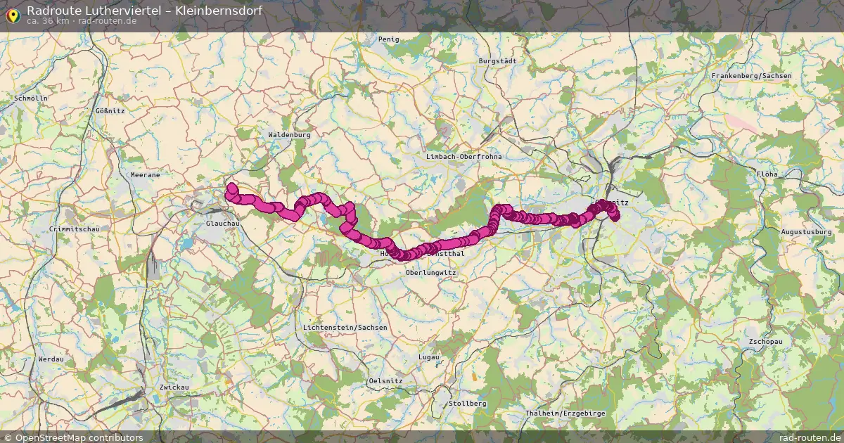 Fahrradroute Lutherviertel – Kleinbernsdorf (36 km) – Rad-Routen.de