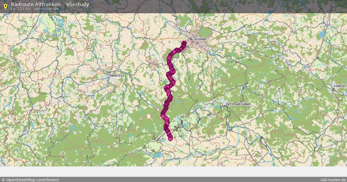 Fahrradroute Altfranken – Všestudy