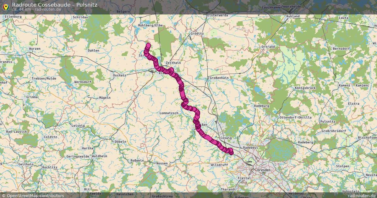 Fahrradroute Cossebaude – Burkau - Porchow (62 km) – Rad-Routen.de
