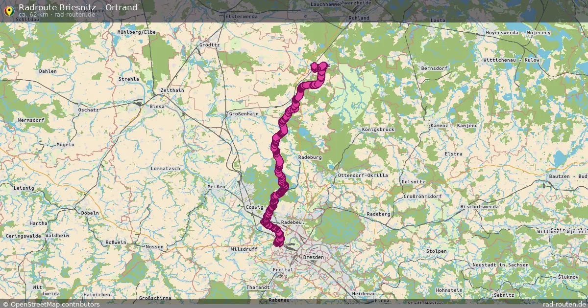 Fahrradroute von Briesnitz nach Ortrand
