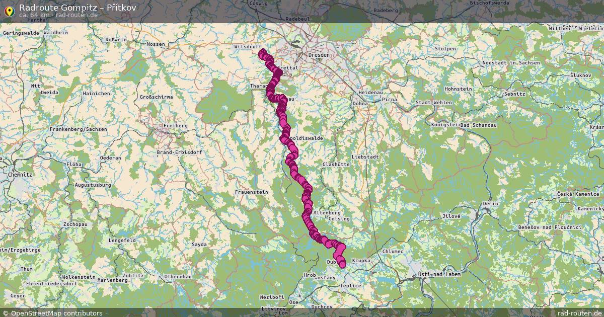 Fahrradroute Gompitz – Přítkov