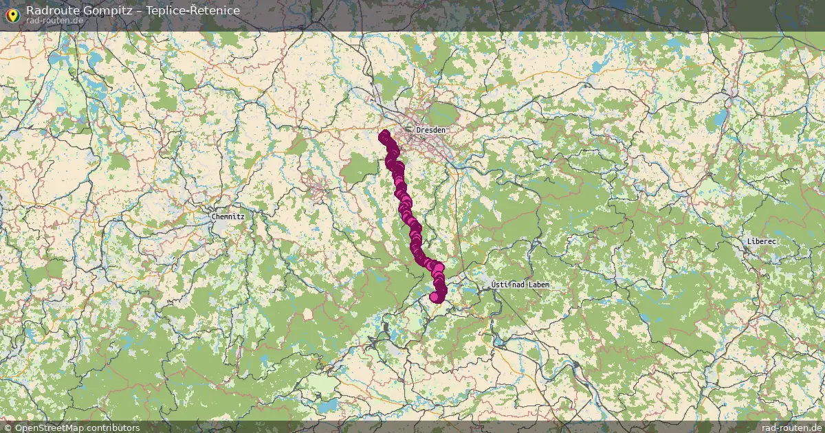 Radtour Gompitz – Teplice-Řetenice