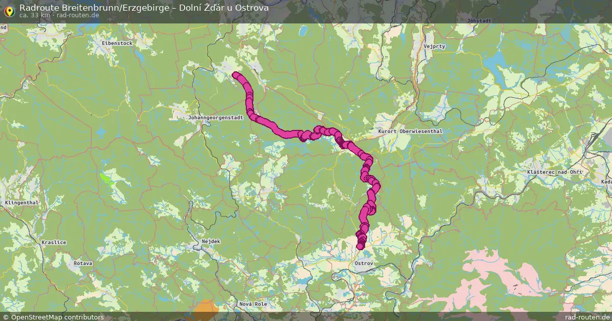 Radtour Breitenbrunn Erzgebirge – Dolní Žďár U Ostrova