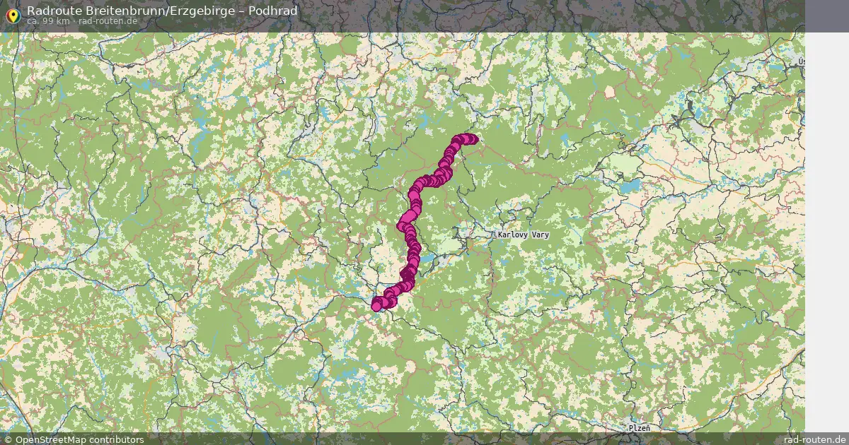 Fahrradroute von Breitenbrunn/Erzgebirge nach Podhrad