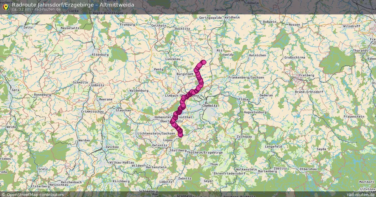 Fahrradroute Jahnsdorf Erzgebirge – Altmittweida