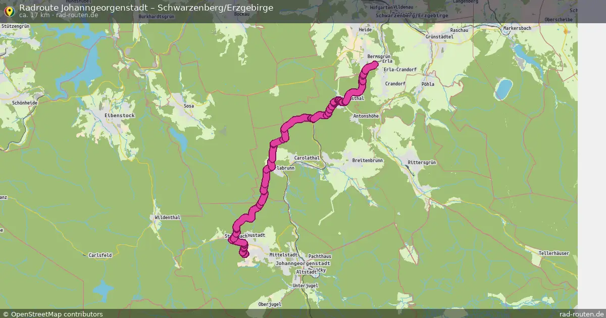 Fahrradroute Johanngeorgenstadt – Schwarzenberg Erzgebirge (17 km) – Rad-Routen.de