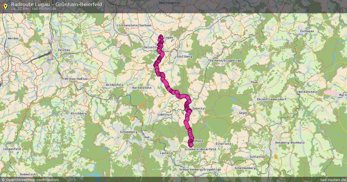 Fahrradroute Lugau – Grünhain-Beierfeld (27 km) – Rad-Routen.de