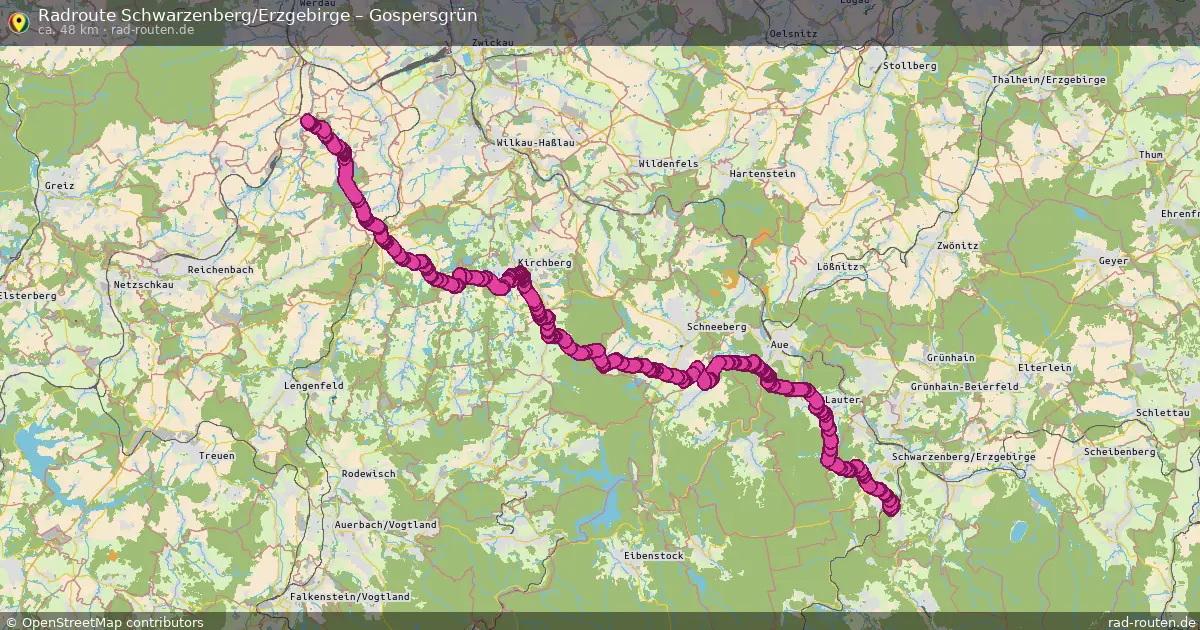 Fahrradroute Schwarzenberg Erzgebirge – Gospersgrün
