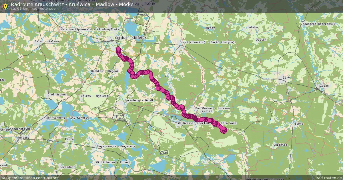 Radtour Krauschwitz - Krušwica – Madlow - Módłej
