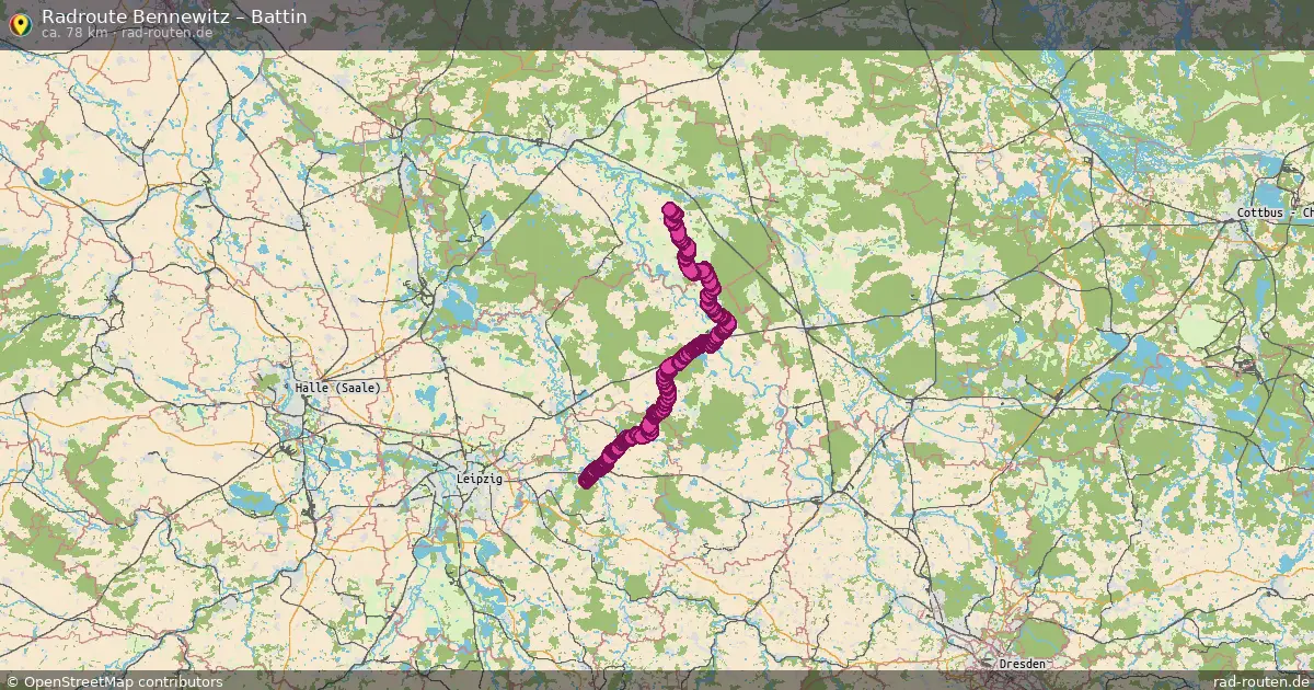 Fahrradroute von Bennewitz nach Battin