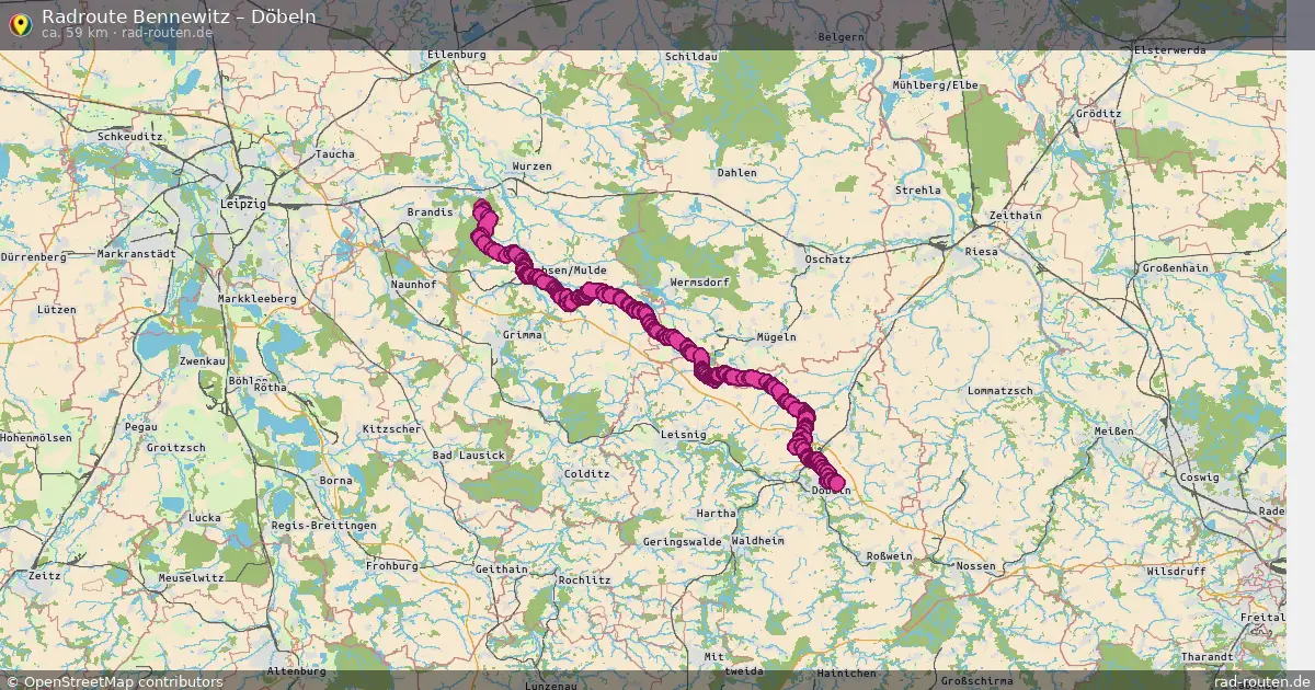 Fahrradroute von Bennewitz nach Döbeln