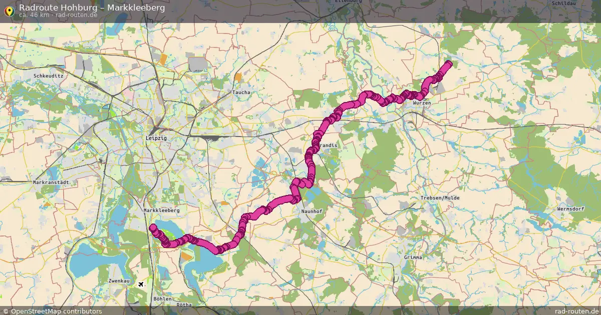 Fahrradroute Hohburg – Markkleeberg (46 km) – Rad-Routen.de