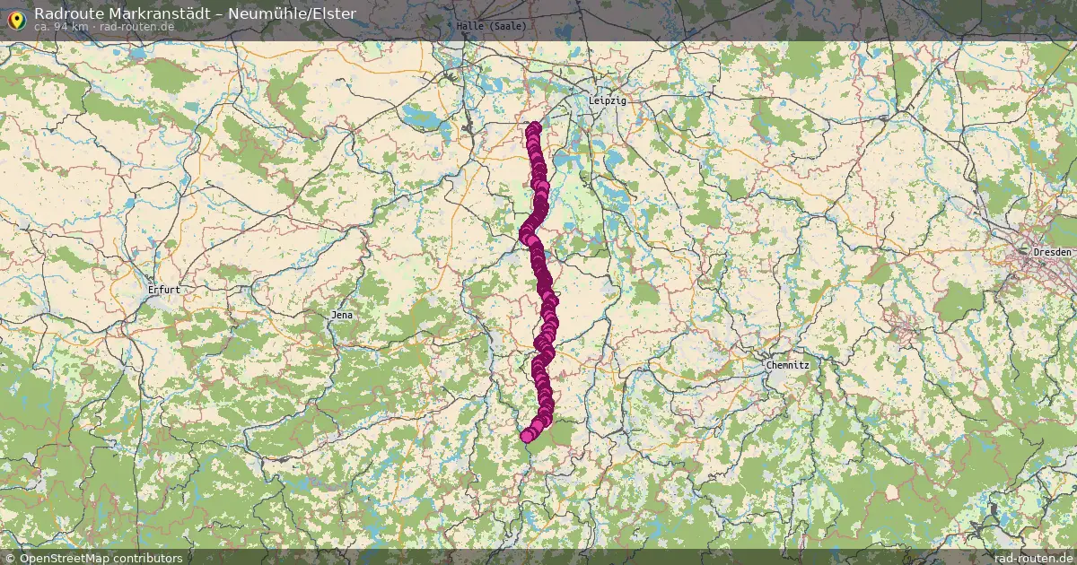 Fahrradroute Markranstädt – Neumühle Elster