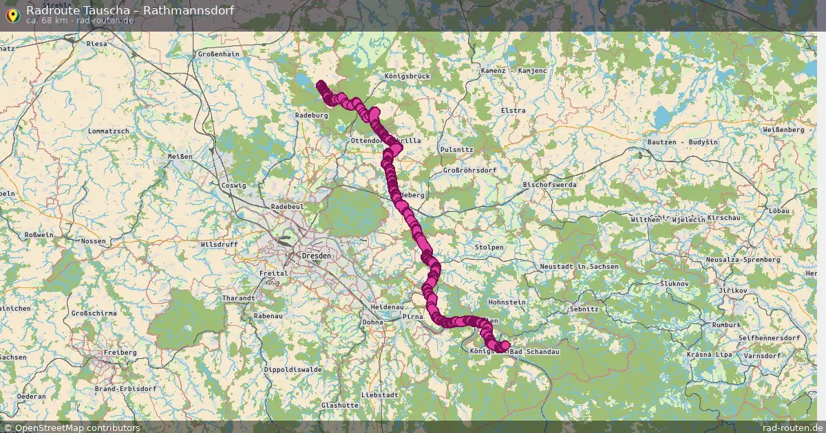 Fahrradroute von Tauscha nach Rathmannsdorf