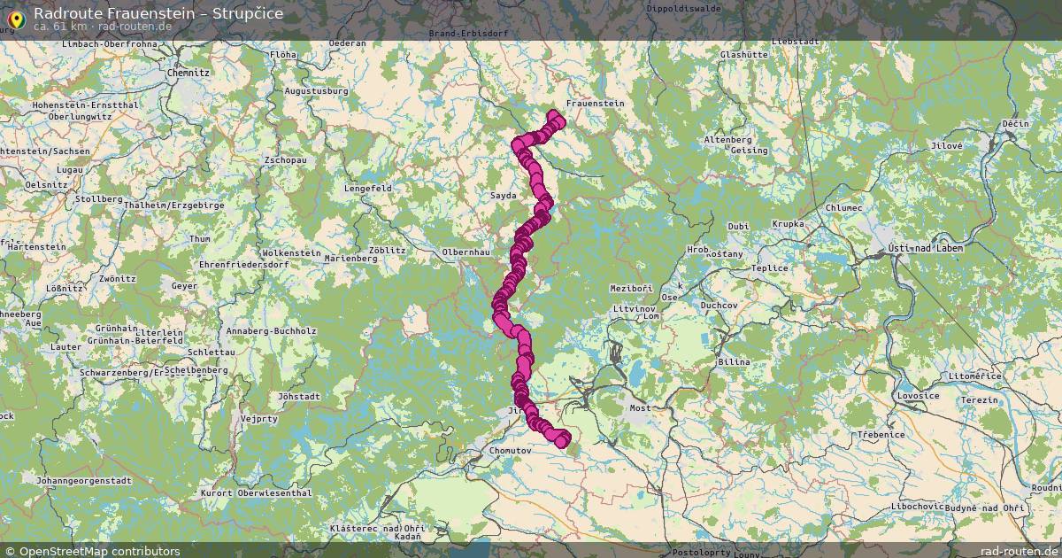 Fahrradroute Frauenstein – Strupčice
