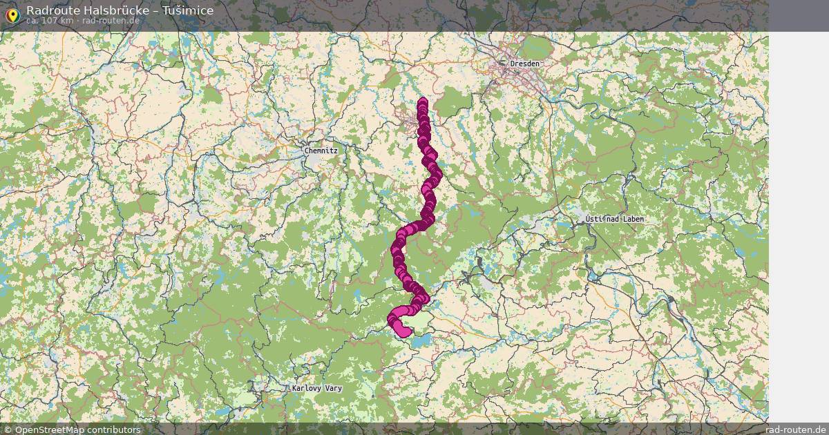 Fahrradroute Halsbrücke – Tušimice