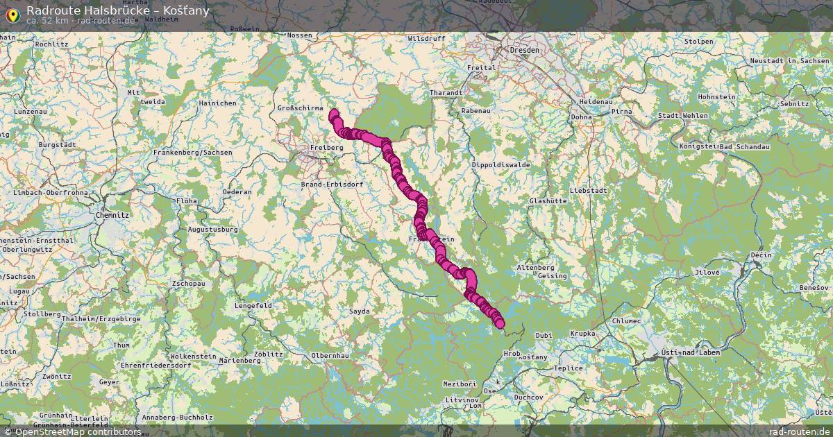 Fahrradroute Halsbrücke – Košťany
