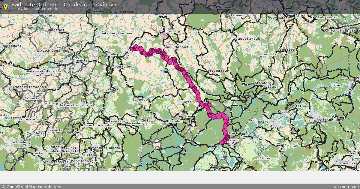 Fahrradroute Oederan – Chudeřín U Litvínova