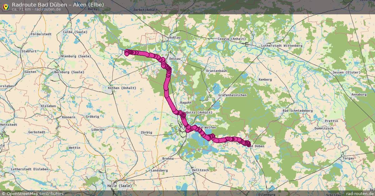 Fahrradroute Bad Düben – Aken (Elbe)