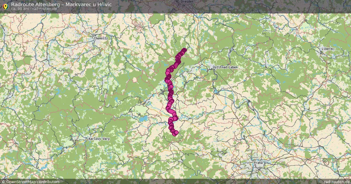Radtour Altenberg – Markvarec U Hřivic
