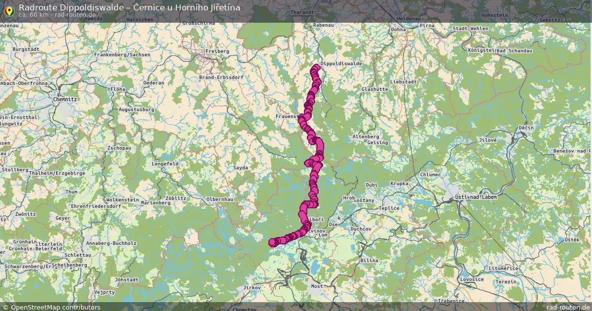 Radtour Dippoldiswalde – Černice U Horního Jiřetína