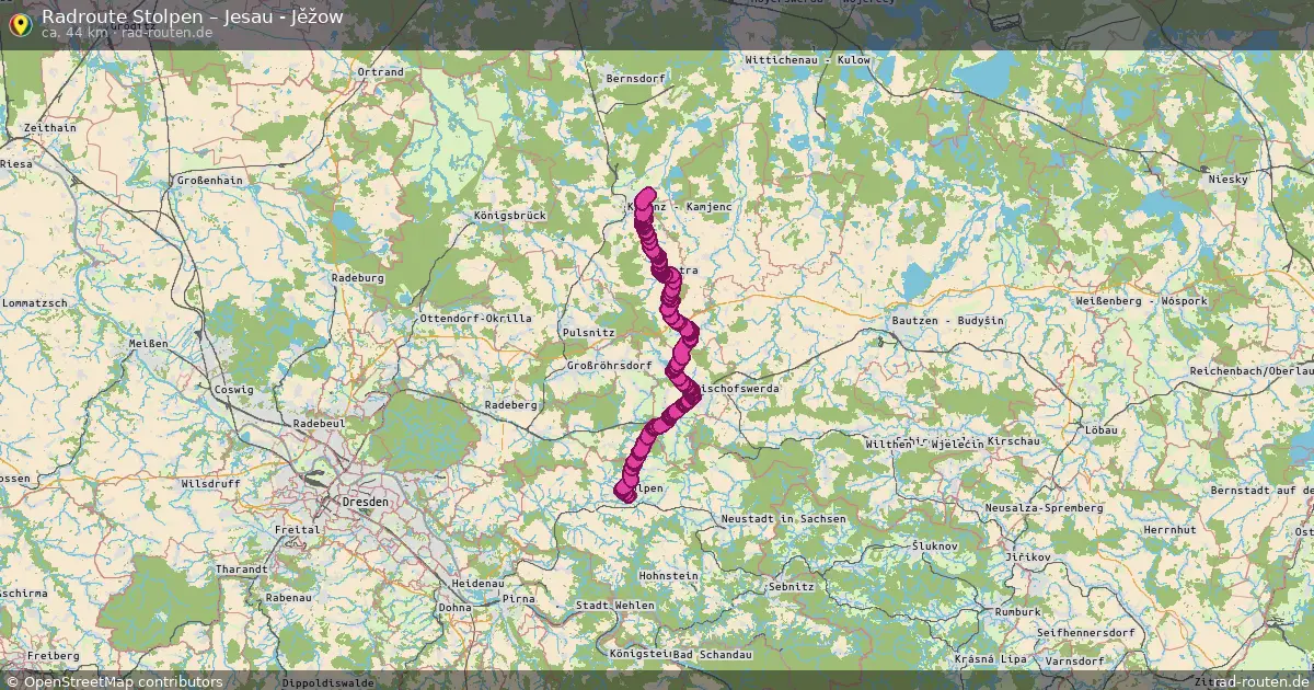 Fahrradroute Stolpen – Jesau - Jěžow (44 km) – Rad-Routen.de