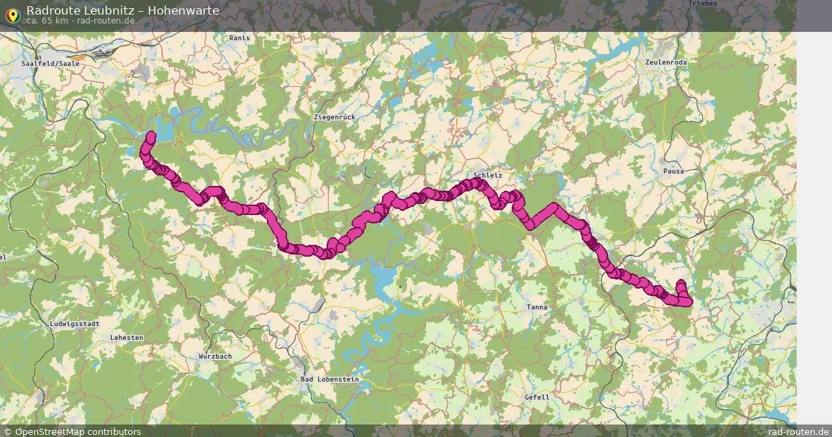 Fahrradroute Leubnitz – Hohenwarte (65 km) – Rad-Routen.de