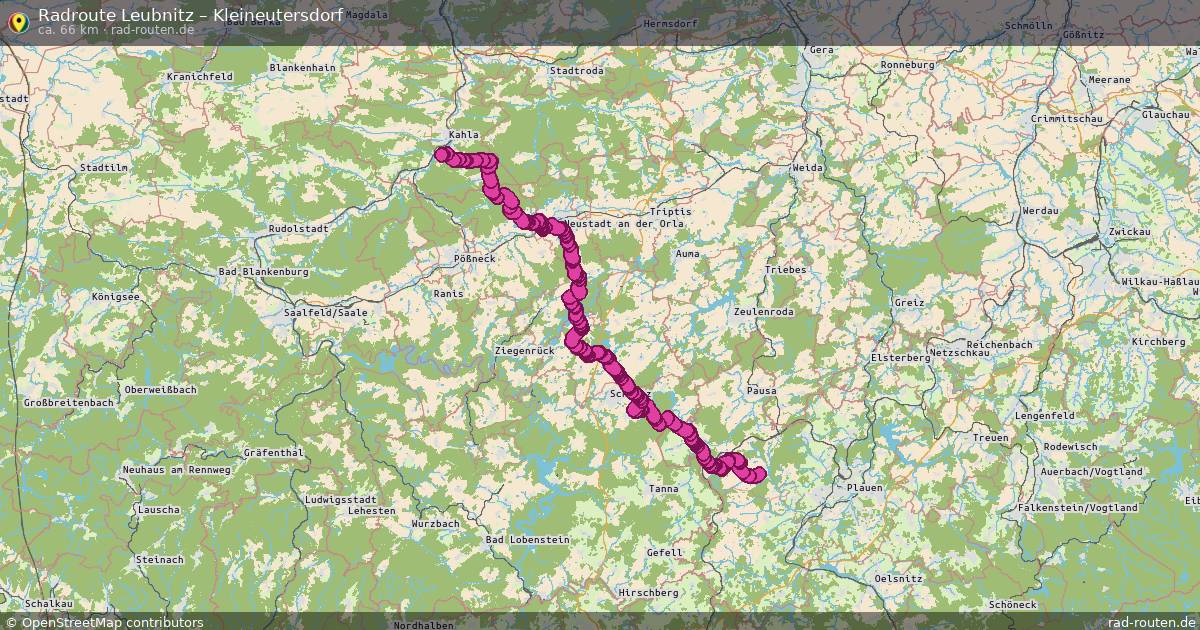 Fahrradroute von Leubnitz nach Kleineutersdorf