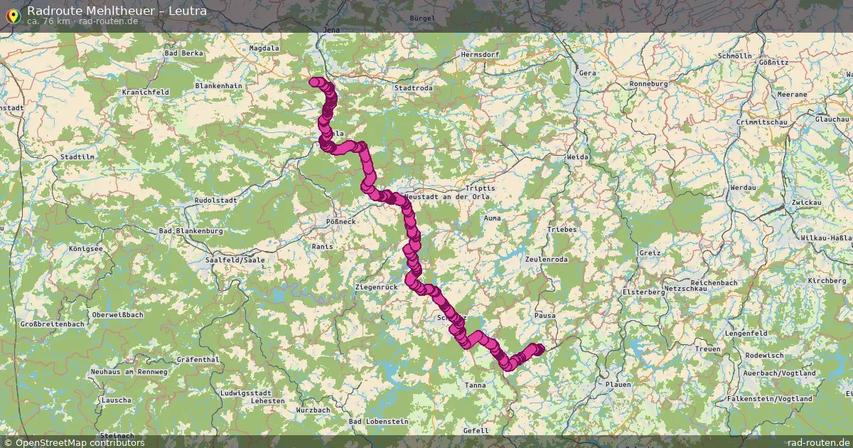 Fahrradroute Mehltheuer – Leutra