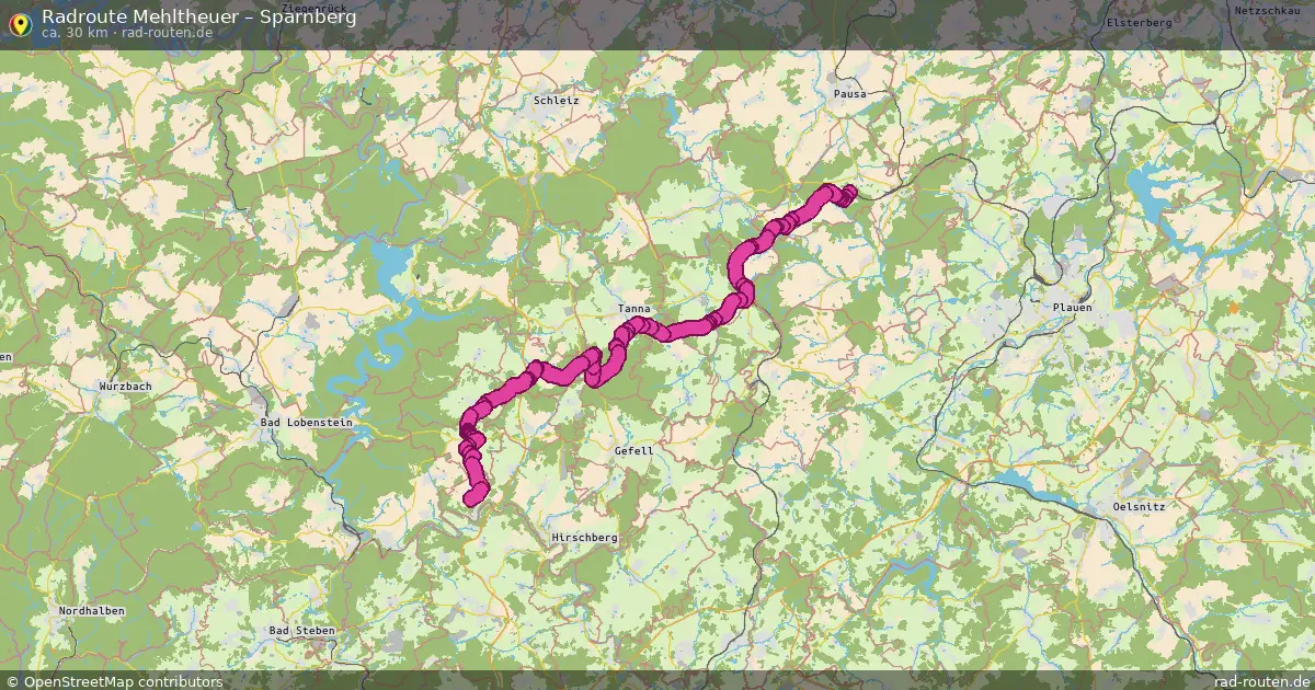 Fahrradroute Mehltheuer – Sparnberg (30 km) – Rad-Routen.de