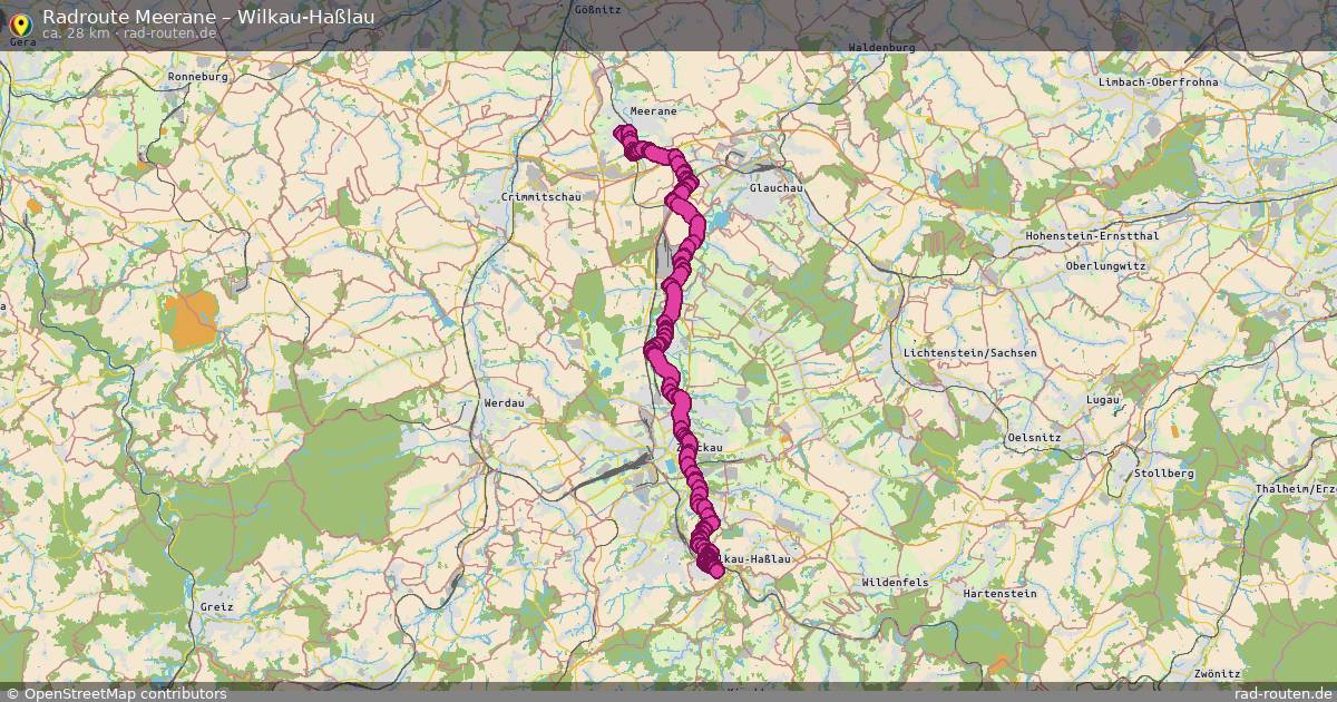 Fahrradroute Meerane – Wilkau-Haßlau